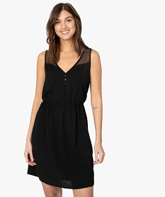 GEMO Robe femme courte avec empiècements dentelle noir standard