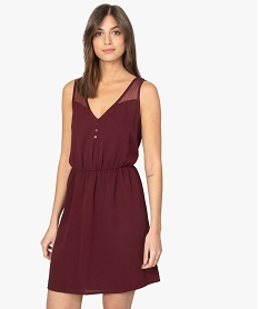 GEMO Robe femme courte avec empiècements dentelle Violet