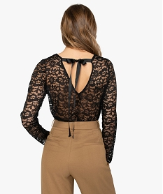blouse femme en dentelle transparente avec dos en v noir blousesA289001_3