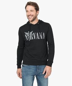 sweat homme a capuche imprime - nirvana noir sweatsA289901_1