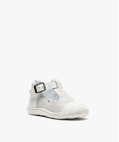 sandales premiers pas bebe fille en cuir dessus paillete blanc chaussures de parcA292701_2