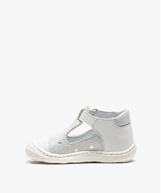 sandales premiers pas bebe fille en cuir dessus paillete blanc chaussures de parcA292701_3