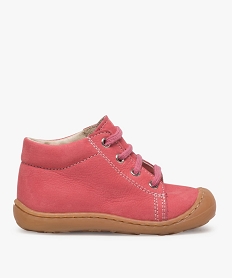 GEMO Chaussures premiers pas bébé fille en cuir à lacets Rose