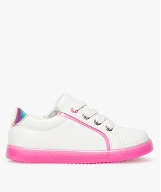 baskets bebe fille zippees semelle fluo et contrefort irise blanc baskets et tennisA294101_1