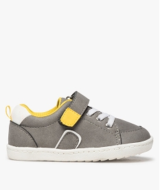 baskets bebe garcon bicolores a lacets elastiques et scratch gris baskets et tennisA294301_1