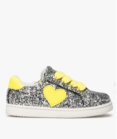 baskets bebe fille a paillettes et details fluo gris baskets et tennisA294401_1