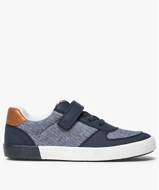 baskets basses garcon bi-matieres a scratch bleu chaussures bassesA297901_1