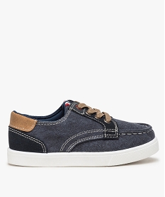 chaussures bateau garcon en toile et lacets elastiques bleu chaussures bassesA301301_1