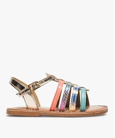 GEMO Sandales filles avec brides en cuir multicolores Multicolore