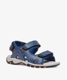 sandales garcon a surpiqures contrastees et scratchs bleu sandales et nu-piedsA310001_2