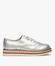 derbies fille metallises a lacets ruban et semelle crantee grisA311501_1