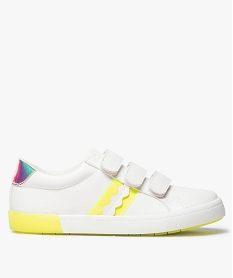GEMO Baskets fille à scratch avec détails fluo et irisés Jaune
