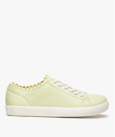 GEMO Baskets fille unies à lacets élastiques et col dentelé Jaune