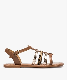 GEMO Sandales fille style tropéziennes en cuir métallisé marron vif