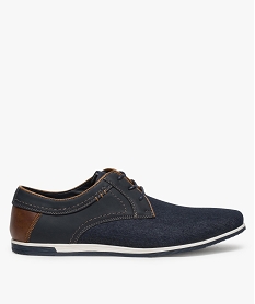 derbies homme en denim avec semelle contrastante bicolore bleuA317601_1