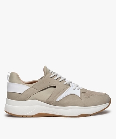 GEMO Baskets homme multimatières inspiration rétro running beige standard