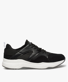 GEMO Baskets homme multimatières inspiration rétro running noir vif
