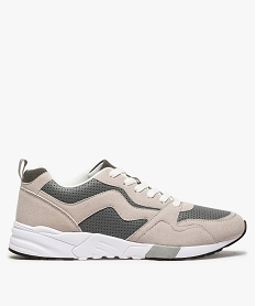GEMO Baskets homme bicolores à lacets gris standard
