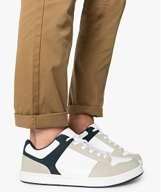 GEMO Baskets homme à lacets style skate shoes blanc chine