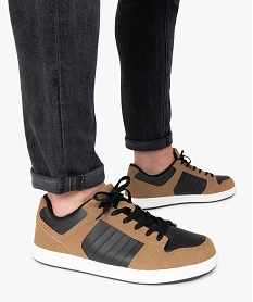 GEMO Baskets homme à lacets style skate shoes marron standard