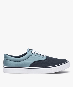GEMO Baskets homme en toile à lacets et semelle contrastante bleu vif