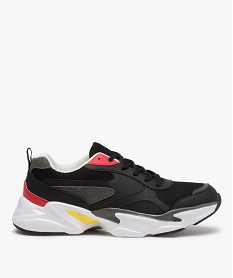 GEMO Baskets homme multi-matières façon  dad shoes noir vif