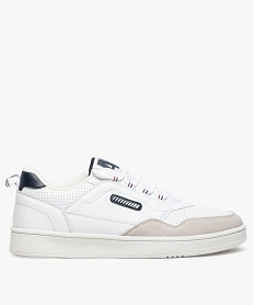GEMO Baskets homme multi-matières avec semelle texturée blanc chine