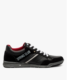 GEMO Baskets homme baskets de ville multimatières avec surpiqûres noir vif