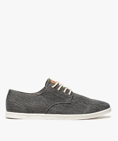 GEMO Baskets homme tige basse en toile avec lacets en corde gris standard