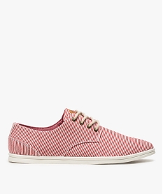 GEMO Baskets homme tige basse en toile avec lacets en corde Rouge