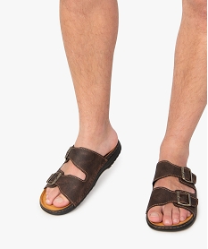 sandales homme avec deux boucles sur le dessus brunA324401_1