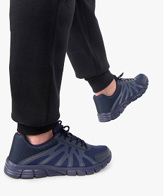 GEMO Baskets homme running unies en mesh à semelle crantée bleu chine