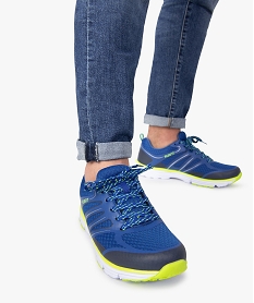 GEMO Baskets homme running en mesh à détails contrastés bleu vif