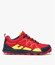 GEMO Baskets homme en mesh look running multicolore Rouge