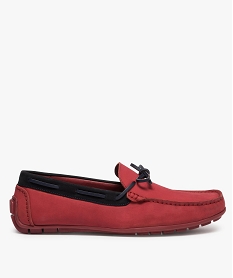 mocassins homme bicolores en cuir avec lacet decoratif rouge mocassins et chaussures bateauxA328301_1