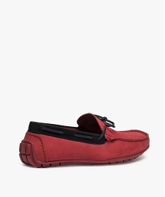 mocassins homme bicolores en cuir avec lacet decoratif rouge mocassins et chaussures bateauxA328301_4