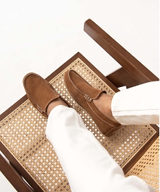 GEMO Mocassins homme unis dessus et intérieur cuir marron standard
