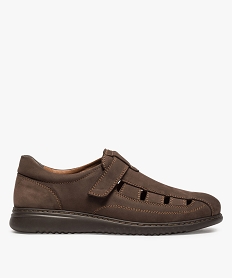 GEMO Mocassins homme dessus ouvert en cuir Brun