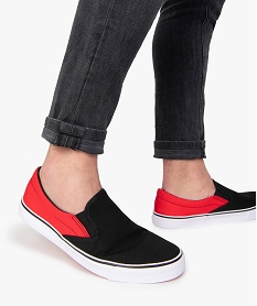GEMO Tennis homme en toile façon slip-on bicolores rouge standard
