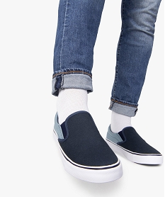 GEMO Tennis homme en toile façon slip-on bicolores Bleu