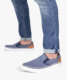 GEMO Tennis homme en toile façon slip-on bicolores bleu chine