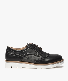 GEMO Derbies femme multi-matières à semelle plateforme contrastée noir standard