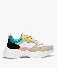 GEMO Baskets femme multicolores façon dad shoes blanc standard