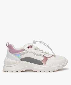 GEMO Baskets femme multi-matières à semelle fitness épaisse blanc standard