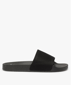 GEMO Mules femme unies à talon plat et bandeau en maille noir standard