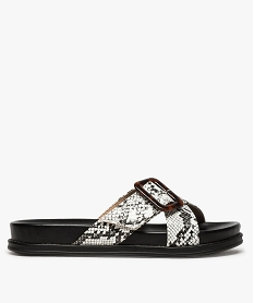 GEMO Sandales femme mules plates à brides croisées noir standard