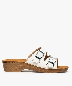 GEMO Mules femme confort unies à talon sabot Blanc