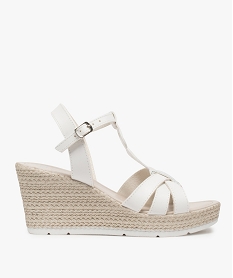 GEMO Sandales femme à talon compensé et brides fantaisie blanc standard