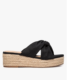 GEMO Sandales femme mules à semelle plateforme en corde noir standard