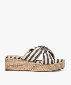 GEMO Sandales femme mules à semelle plateforme en corde bleu standard